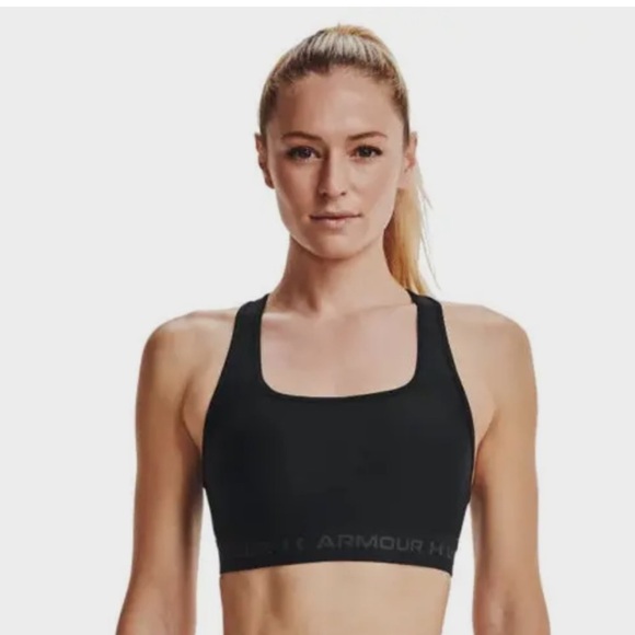 Under Armour Other - Under Armour Mid Crossback Sports Bra Black Womens Size Large Elastic Band